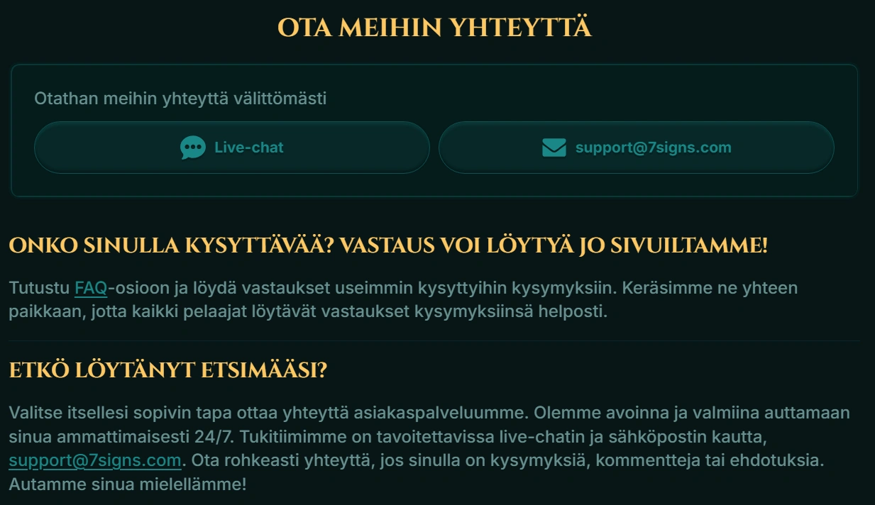 7Signs Asiakaspalvelu